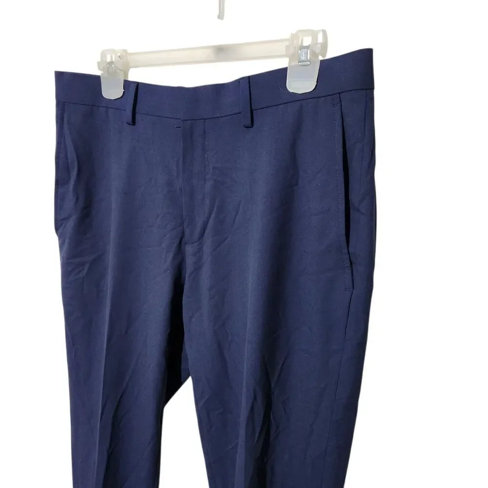 J.M Haggar Dress Pants Size 32x30 Navy Blue Color Flat Front.   New